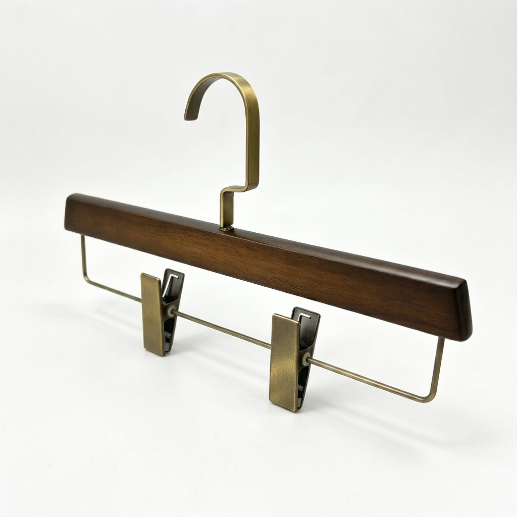 Adjustable Wood Trousers & Pant Hanger with Metal Clips