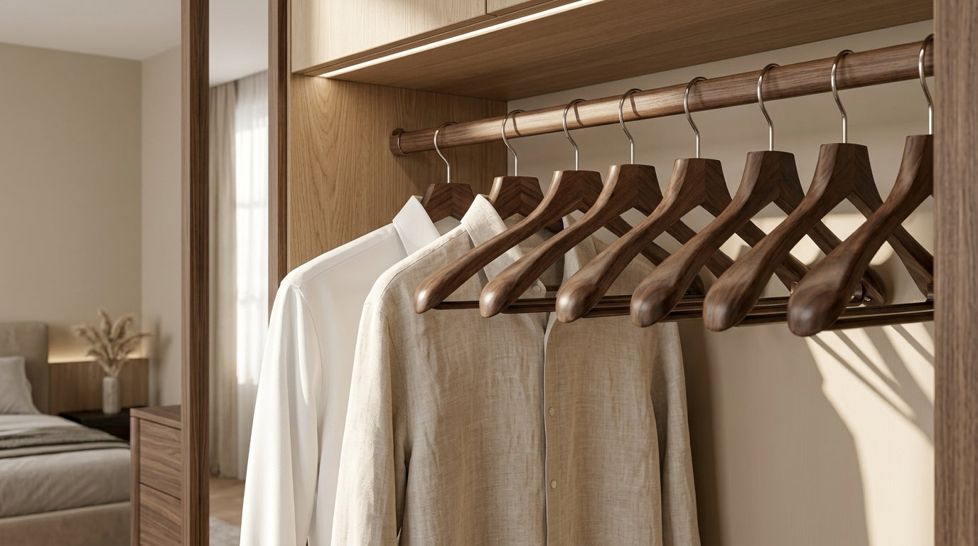 Walnut Wood Shirt Hanger with Trouser Bar