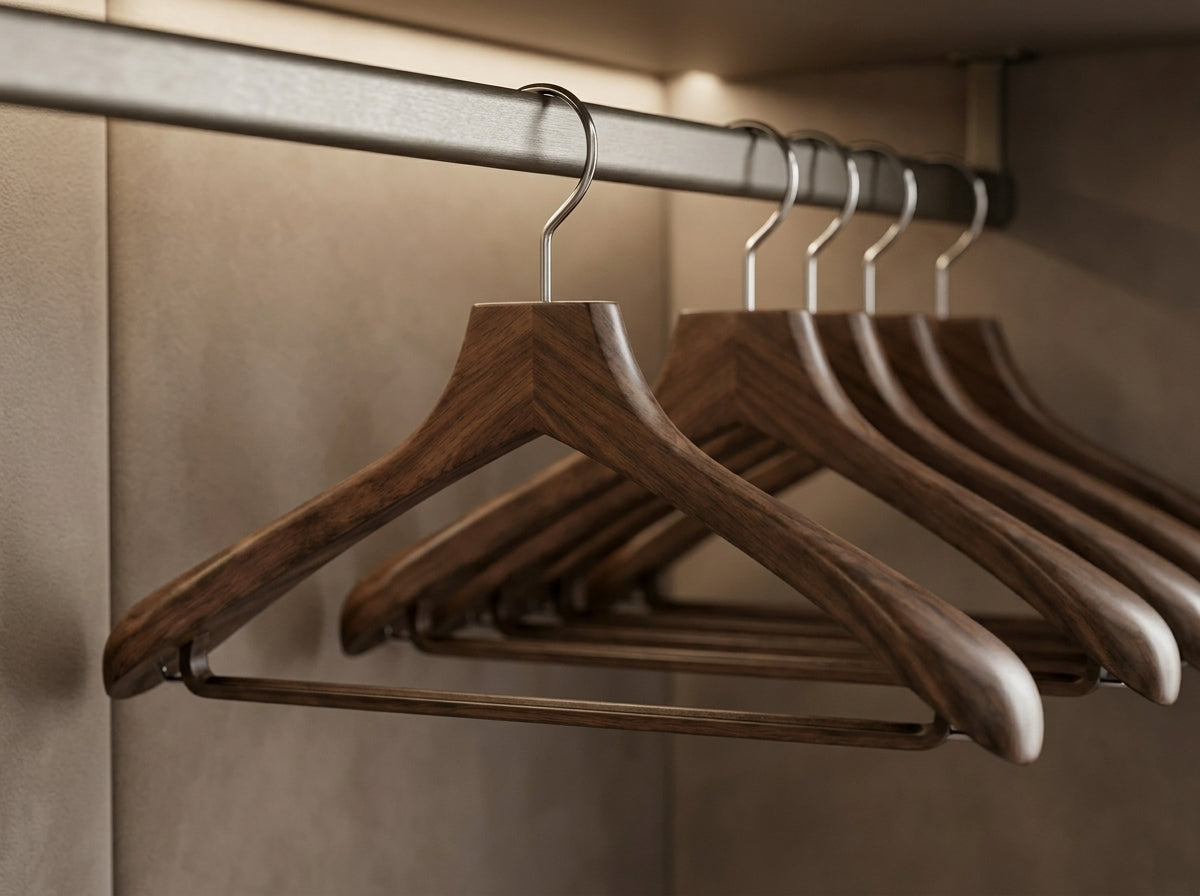 Walnut Wood Shirt Hanger with Trouser Bar