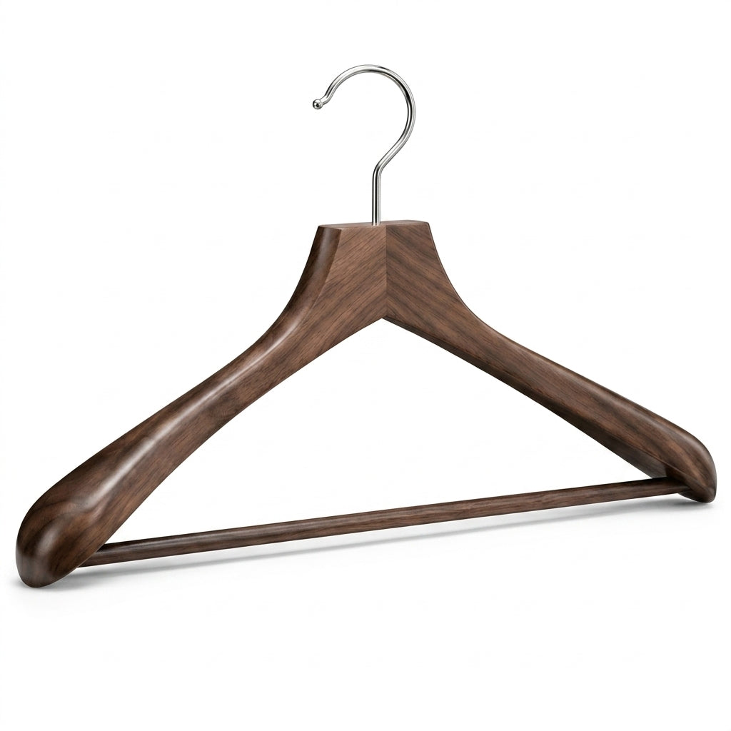 Walnut Wood Shirt Hanger with Trouser Bar