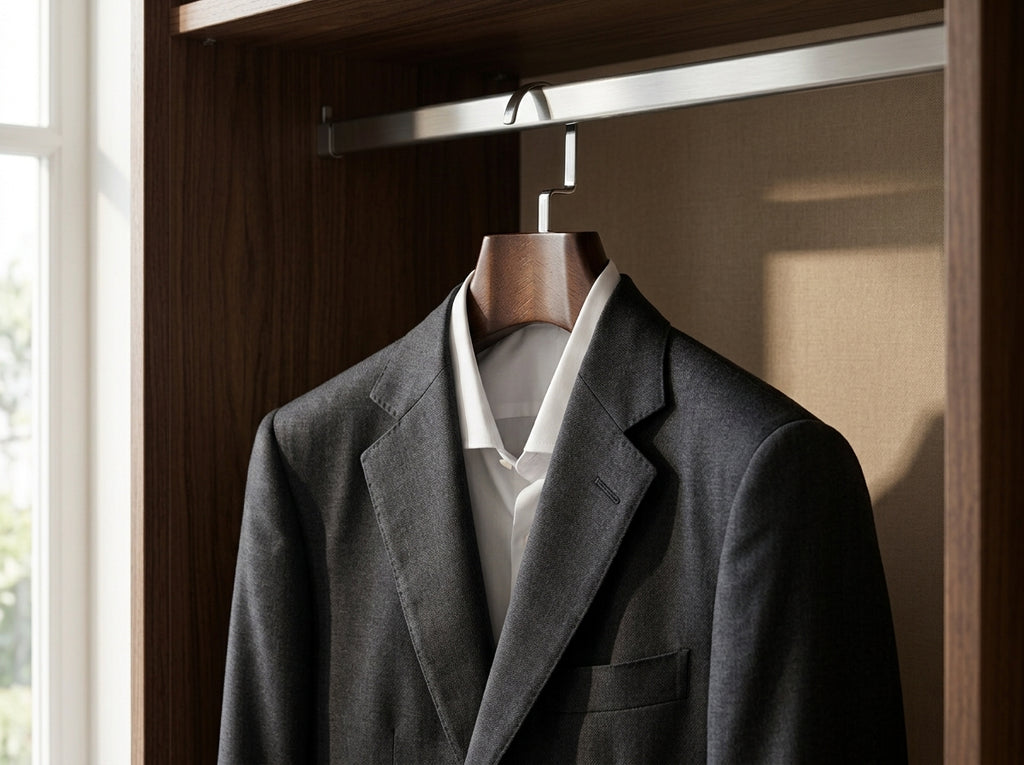 Walnut Suit Hanger with Shoulder Support & Trouser Bar
