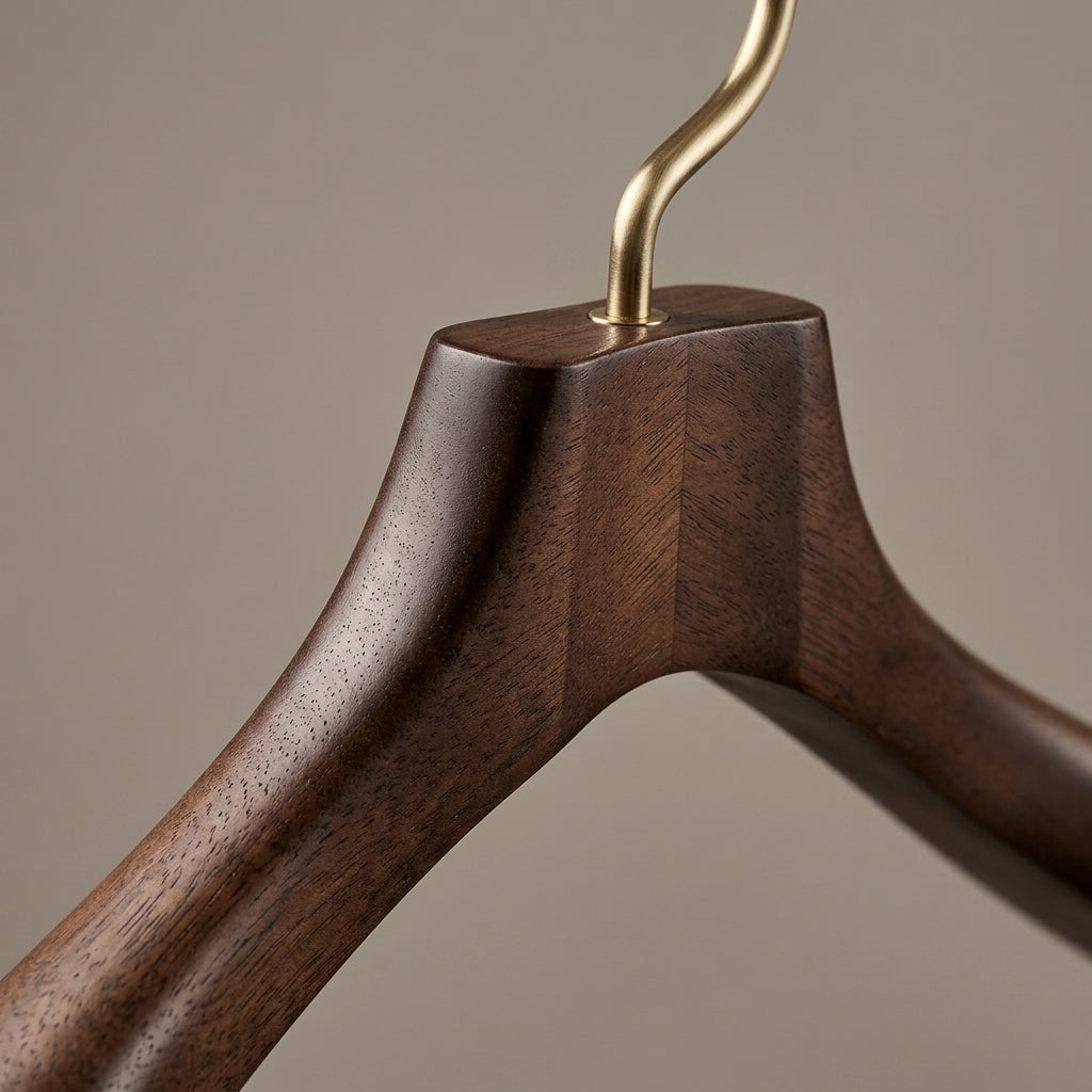 Walnut Suit Hanger with Shoulder Support & Trouser Bar