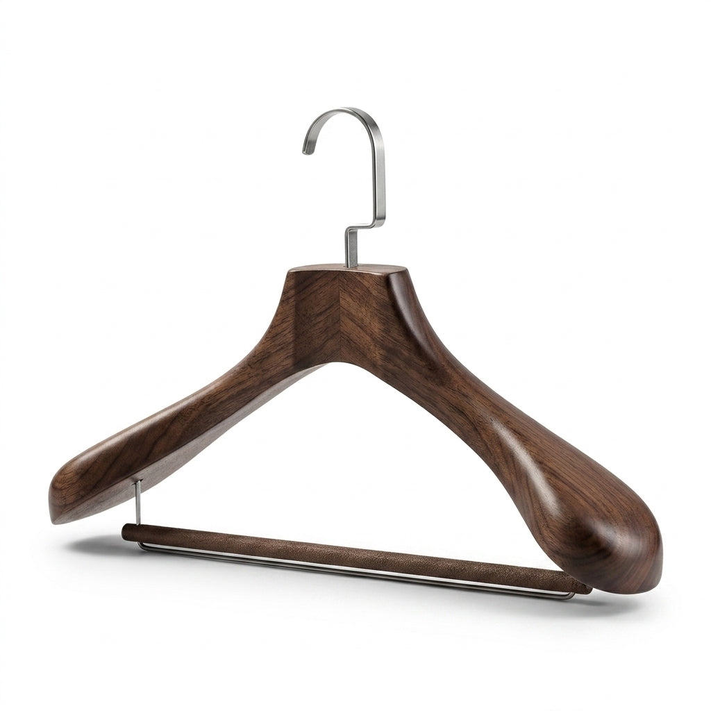 Walnut Suit Hanger with Shoulder Support & Trouser Bar